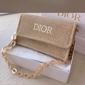 New! DIOR Beauty RAFFIA ACRYLIC CHAIN SHOULDER BAG(068)